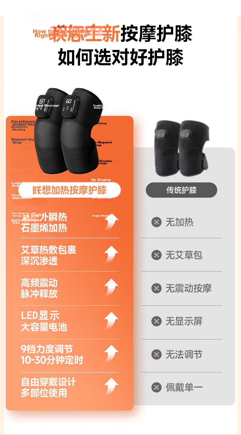 Lenovo Heated Knee Massager Thermal Therapy Electric Heating Leg Massager Joint Warmer Cold Leg Relief Meniscus Heat Massage Practical Birthday Gift for Parents 9