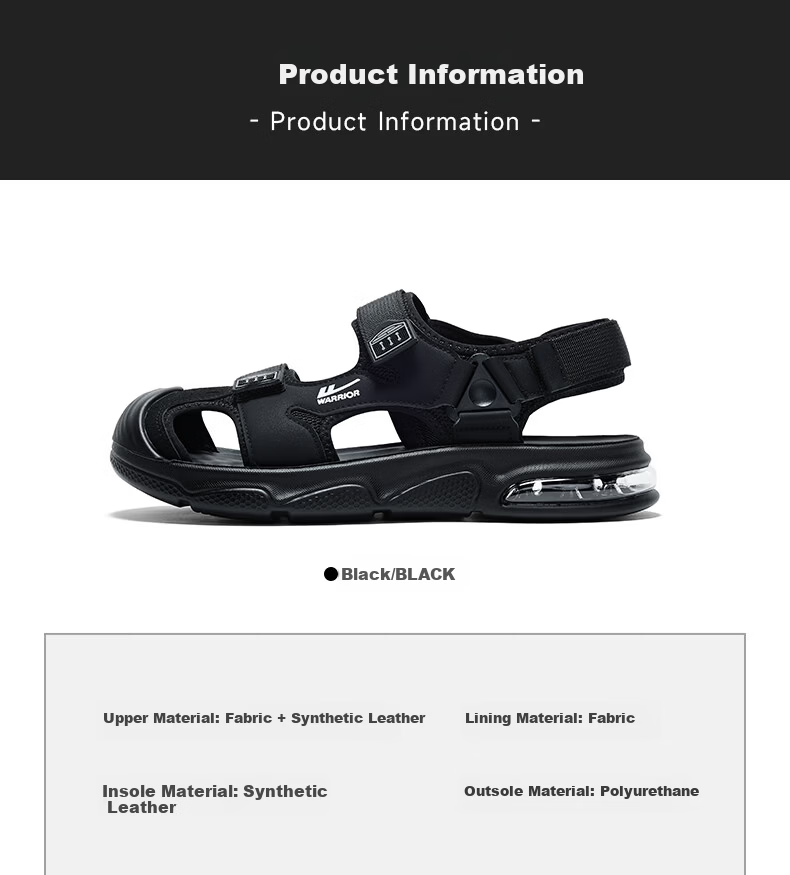 Warrior Men's Stream Hiking Sandals 2026 Summer New Outdoor Beach Water Shoes 1648 Black Size 39 12