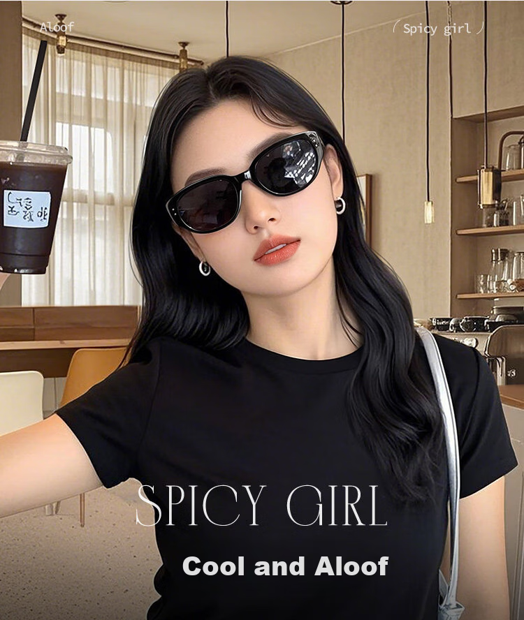 FONHCOO Cat Eye Sunglasses for Women 2026 New High-End Square-Round Face Slimming UV Protection Beach Sunglasses 4