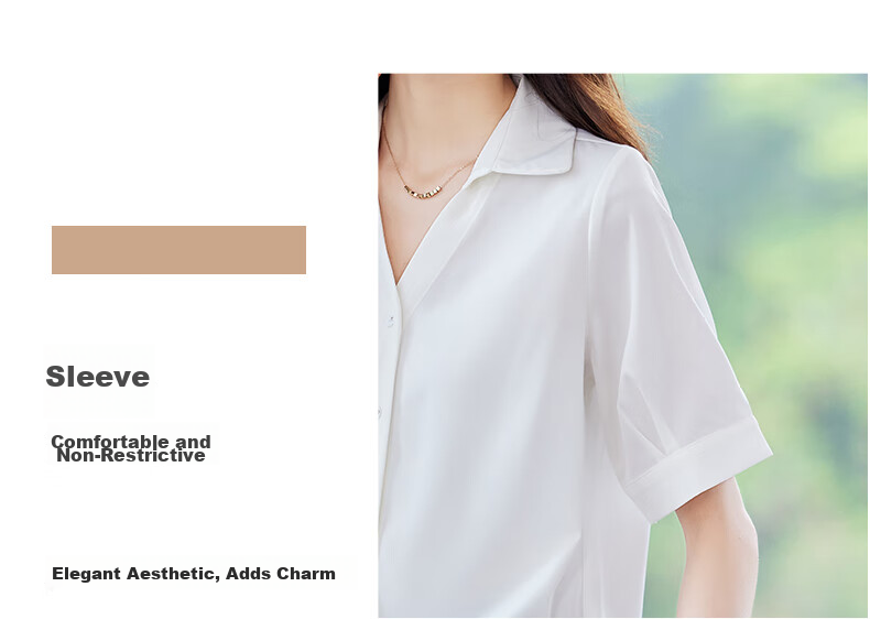 Jeanswest Women's Short Sleeve Shirt Summer Lapel V-Neck Lightweight Loose White L 5