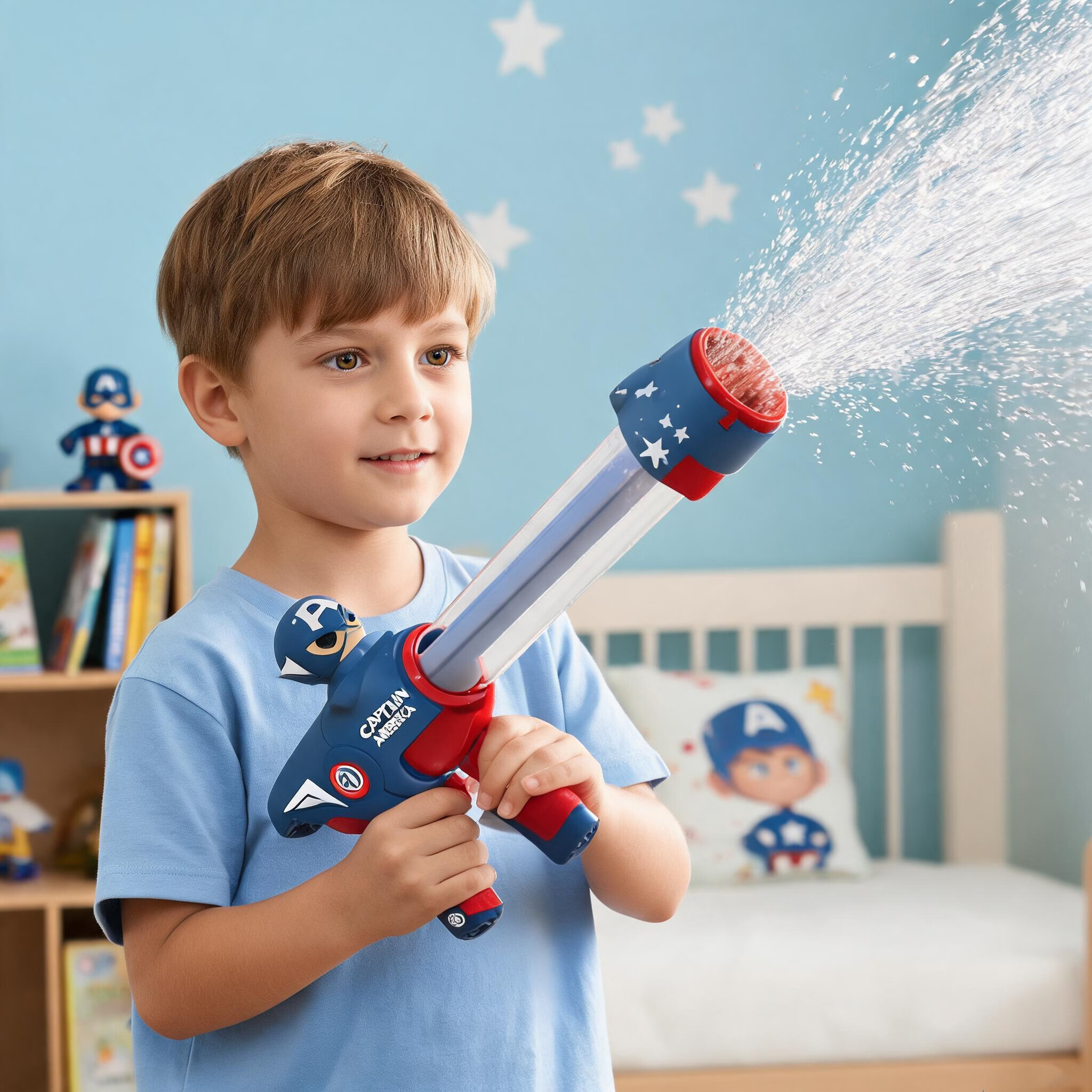 Disney Marvel 31-Hole Water Blaster Toy Water Gun Kids Captain America Birthday Gift