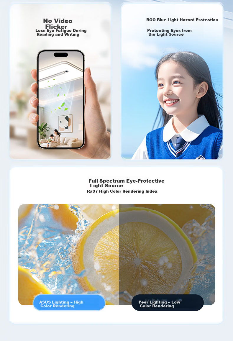 ASUS Lighting AI Voice Smart Full-Spectrum Bladeless Fan Light Ceiling Screen Display Minimalist Invisible Oscillating Fan Light for Bedroom and Dining Room 19