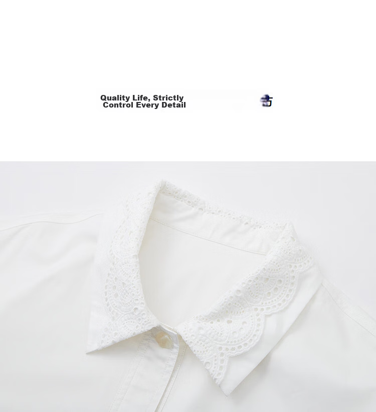 Demana Pure Cotton Wardrobe Spring Minimalist Lapel Lace Embroidered Sleeve Loose Petite Women's Jacket 12