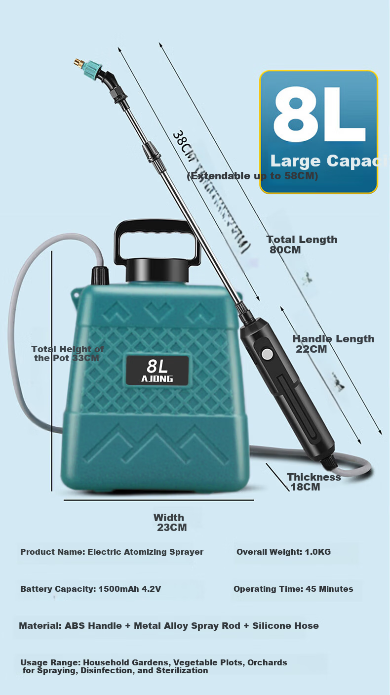 Quiet Bear Electric Backpack Sprayer High-Pressure Agricultural Sprayer Small Household Pesticide Disinfection Watering Garden Tool 17