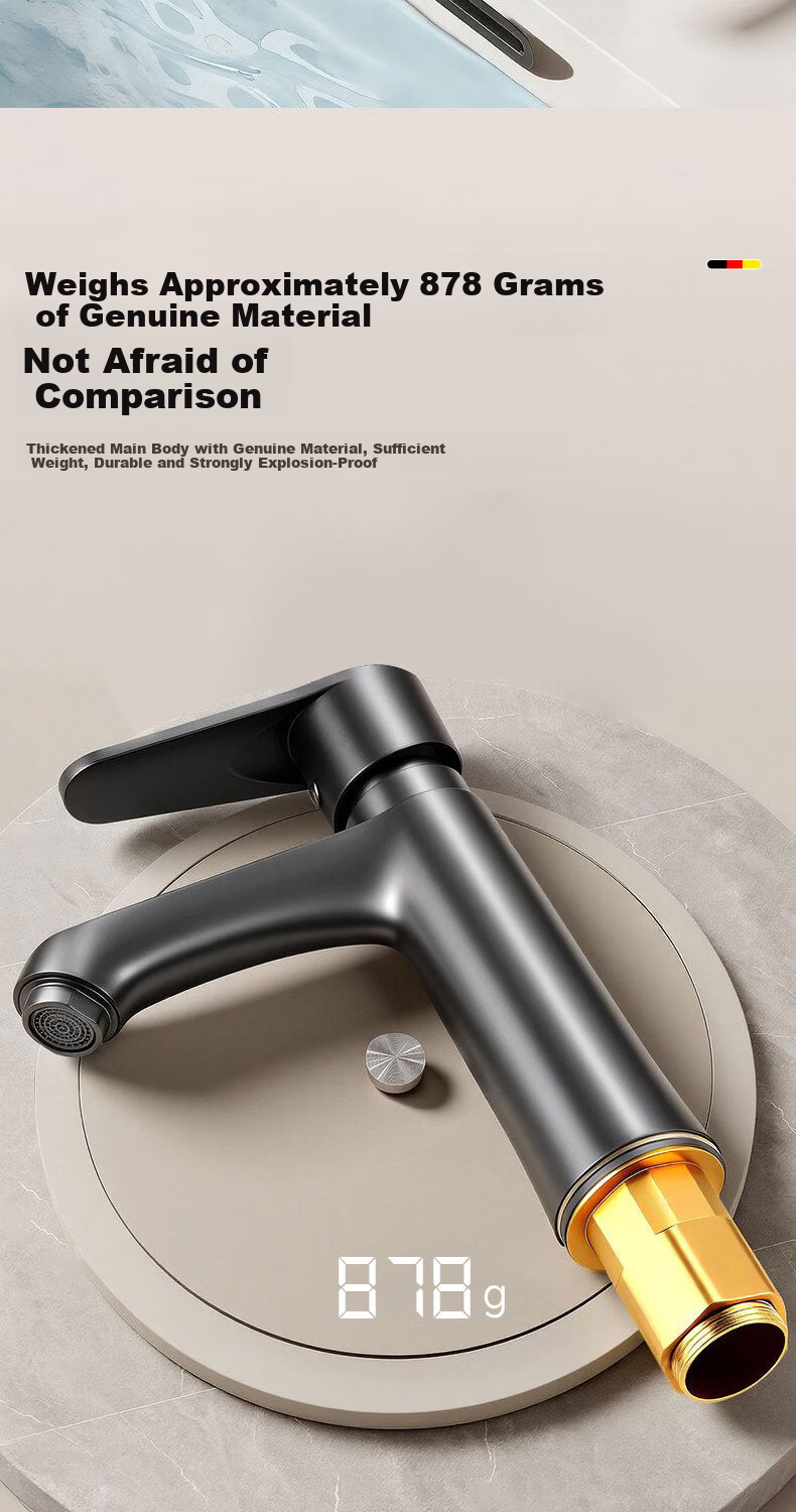 HOMK German Brass Bathroom Basin Faucet Hot and Cold Mixer Tap 8