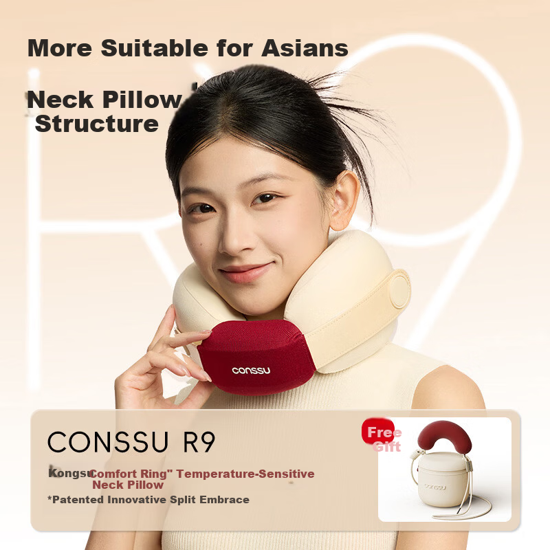 Kongsu U-Shaped Neck Pillow Travel Neck Support Pillow for Airplane Train High-Speed Rail Portable Long-Distance Travel Neck Cushion with Cover