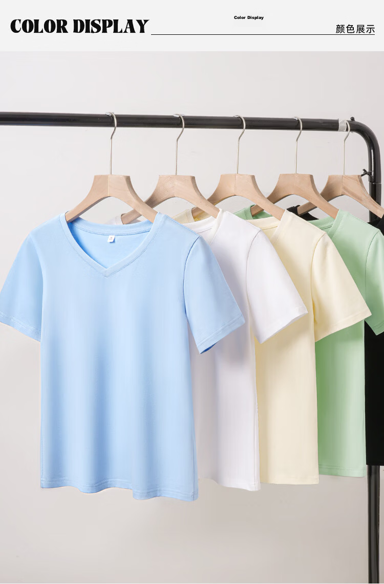 Warrior 100% Cotton V-Neck Short Sleeve T-Shirt Women 2026 Summer New Loose Slim Fit Casual Versatile Top 4