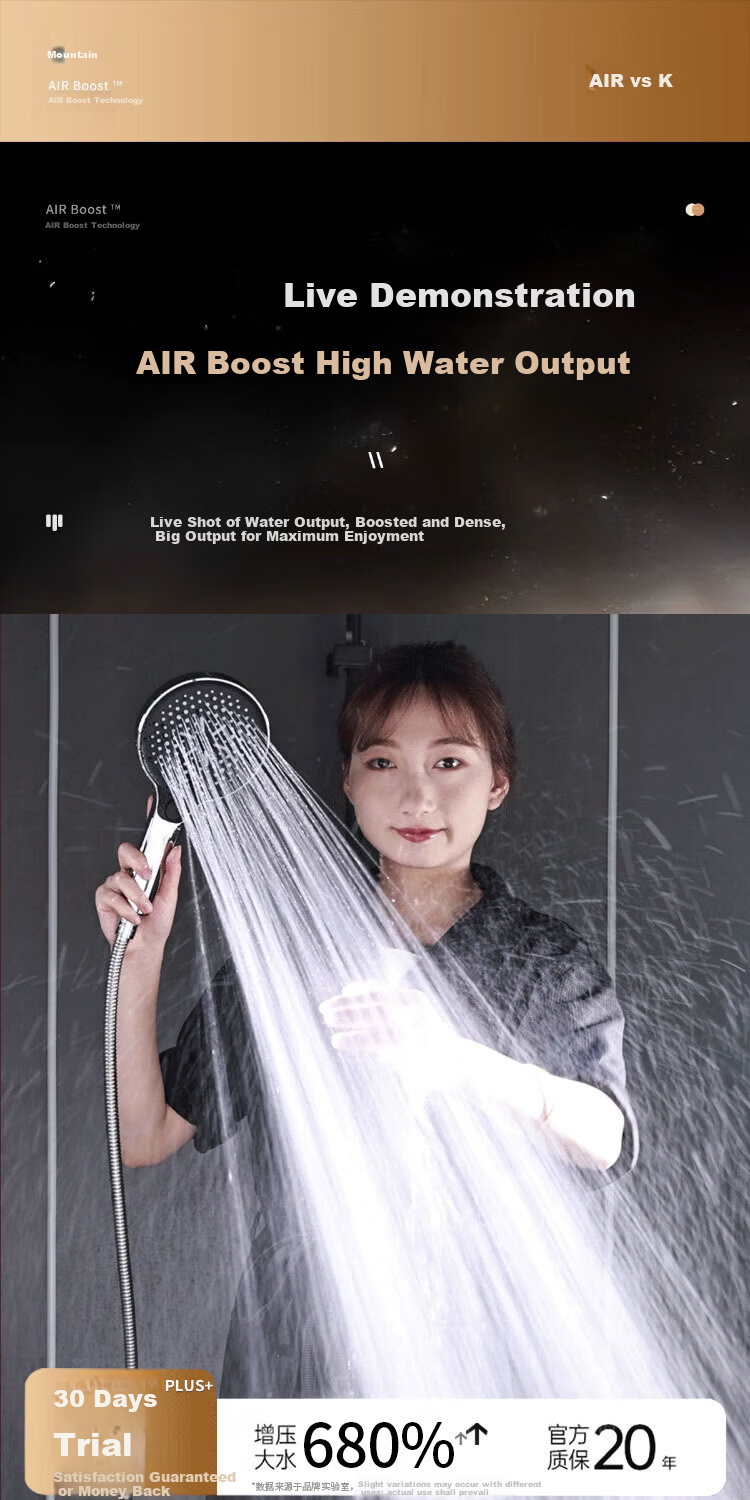 Del 28-Year Brand High-Pressure Shower Head Bathroom Rainfall Shower Set 1