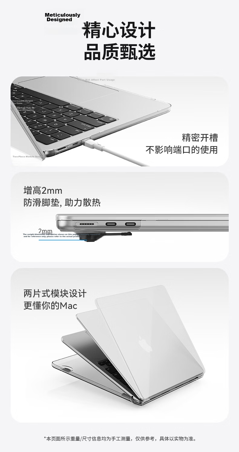 VOKAMO High Transparency Lightweight Laptop Case for Apple MacBook Air 13/15 M2-M5 and Pro 14/16 M1-M5 New 2026 NEO A18Pro 15