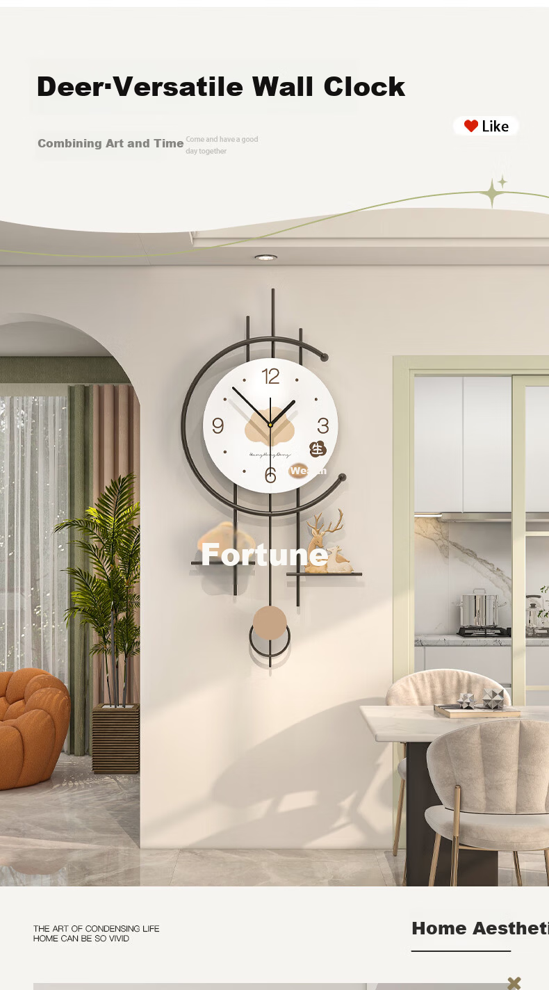 Jiujuda Modern Minimalist Elegant Dining Table Wall Clock Creative Restaurant Decorative Clock 2026 New Living Room Wall Hanging Clock 6