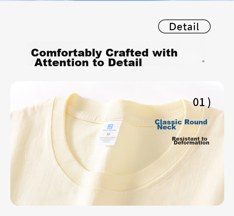 Borui Summer Heavyweight Pure Cotton Short Sleeve T-Shirt Women Solid Color Round Neck Loose Thick Non-Transparent Base Tee 6