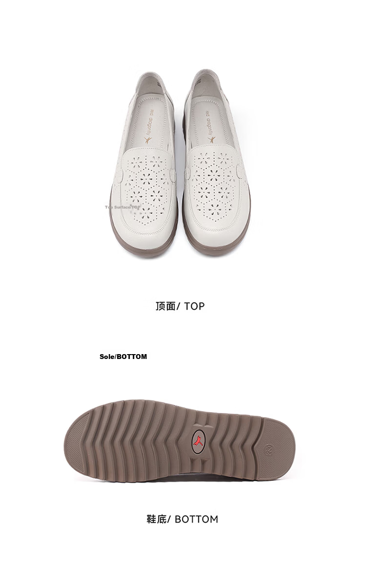 Red Dragonfly Women's White Commuter Soft Sole Casual Shoes Hollow Breathable Middle-aged and Elderly Single Shoes WTK261022 Off-white Size 35 15
