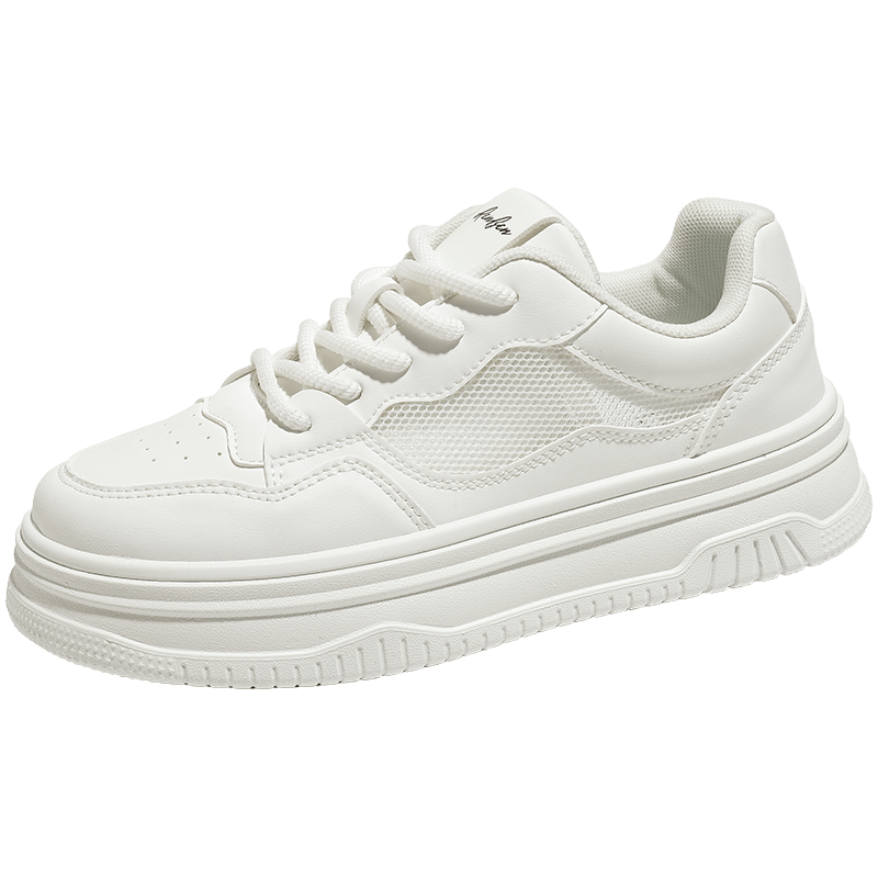 Renben Official Women's Summer Casual Shoes Mesh Breathable Sneakers Versatile White Sneakers White Size 37