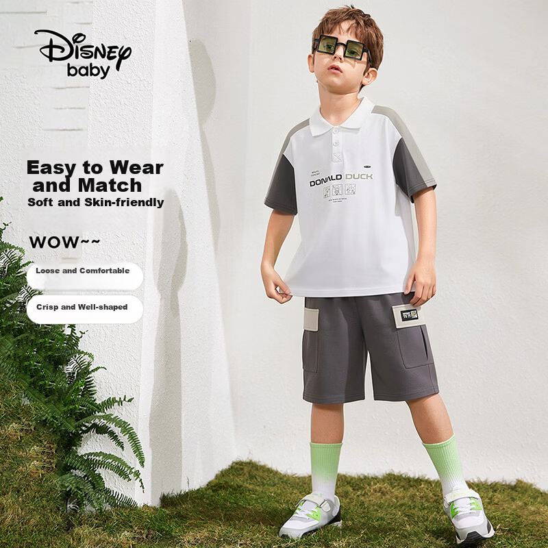 Disney Boys Summer Short Sleeve Set 2026 New Fashion Polo Casual Set