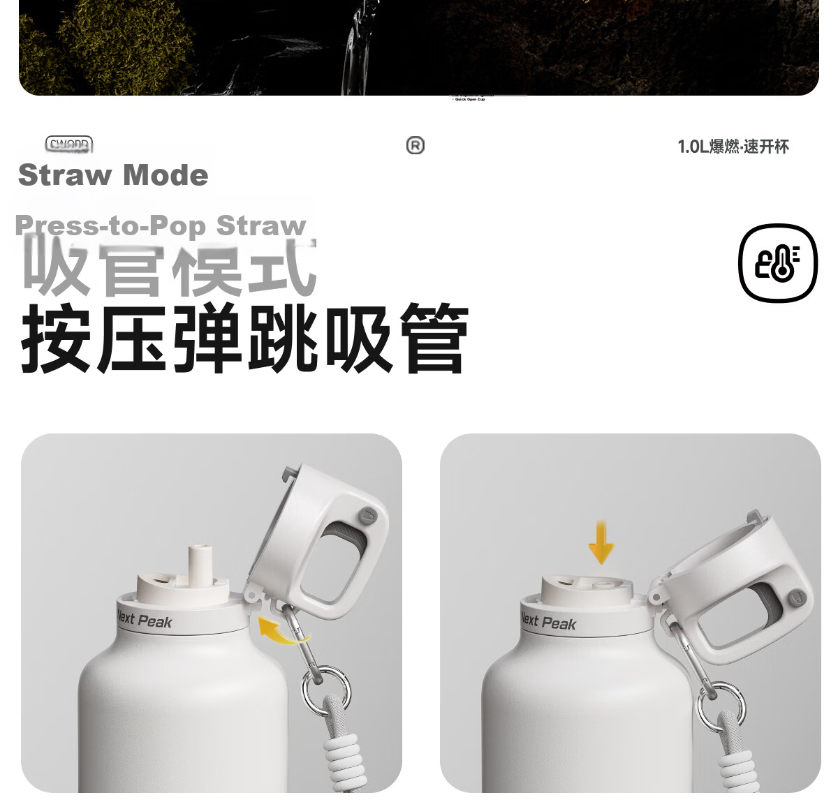 NRMEi Insulated Large Capacity Thermos Cup for Men High-Value 2026 Edition Student Portable Outdoor Sports Straw Bottle 27