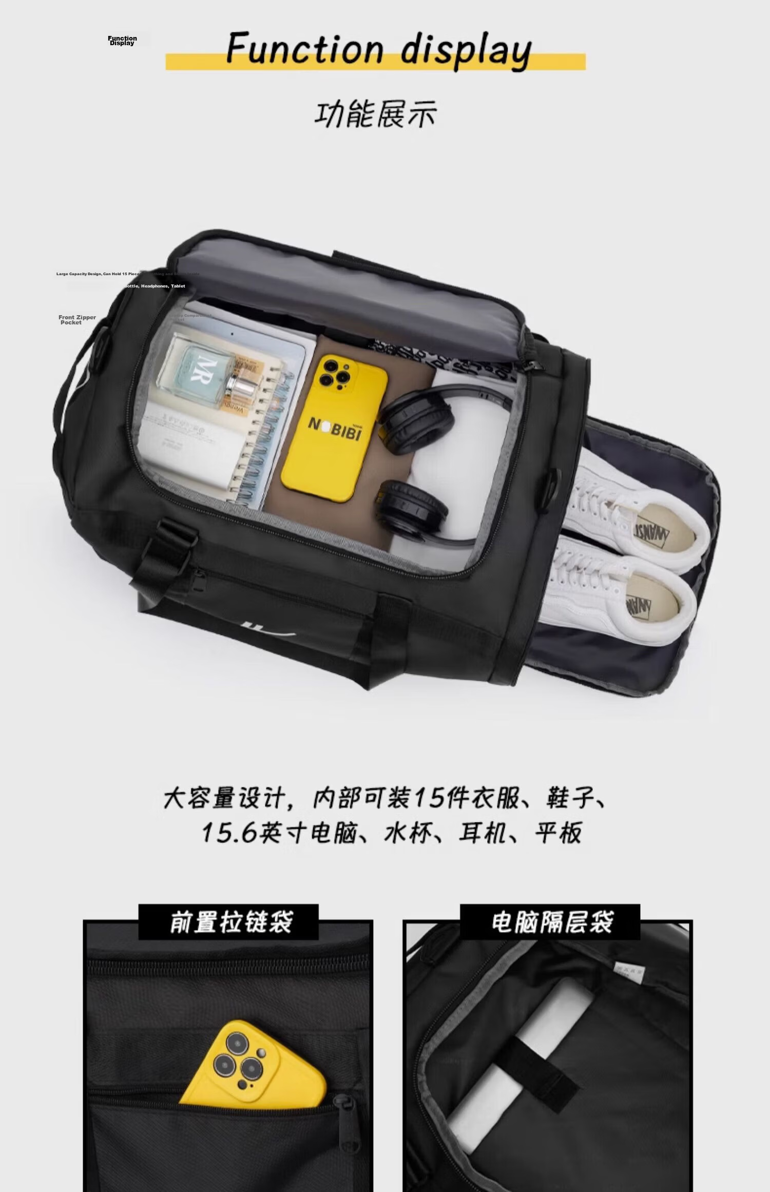 Warrior Large Capacity Travel Tote Bag Men’s Luggage Bag Portable Business Trip Carry-on Short Distance Sports Gym Bag Women’s 11
