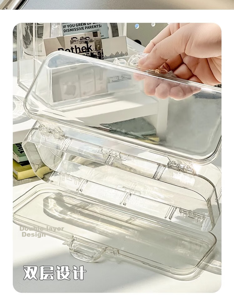Class 3 Grade 2 Transparent Frosted Pencil Case Large Capacity Student Pencil Box Ins Storage Office Minimalist Transparent Version 4
