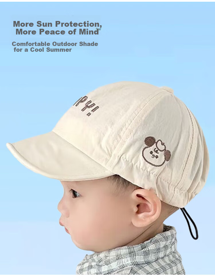 9i9 Baby Hat Summer Thin Quick-Dry Baby Duckbill Cap Unisex Kids Sun Protection Outdoor Sunshade F18 Beige 7