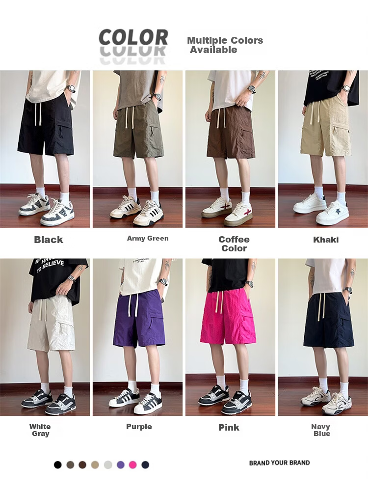 GENIOLAMODE Semir Group Men's Korean Style Loose Casual Lightweight Breathable Five-Point Ice Silk Quick-Dry Versatile Drawstring Shorts 8