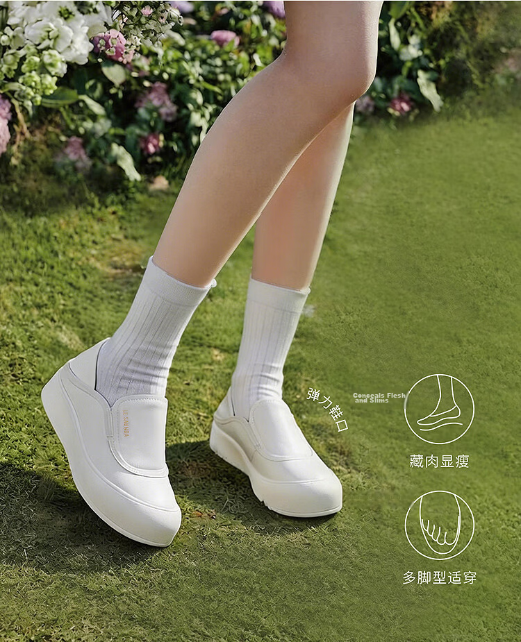 Le saunda Active Series 2026 Spring New Slip-On Casual Genuine Leather White Sneakers Women 7M38102 Cream White OWL35 4