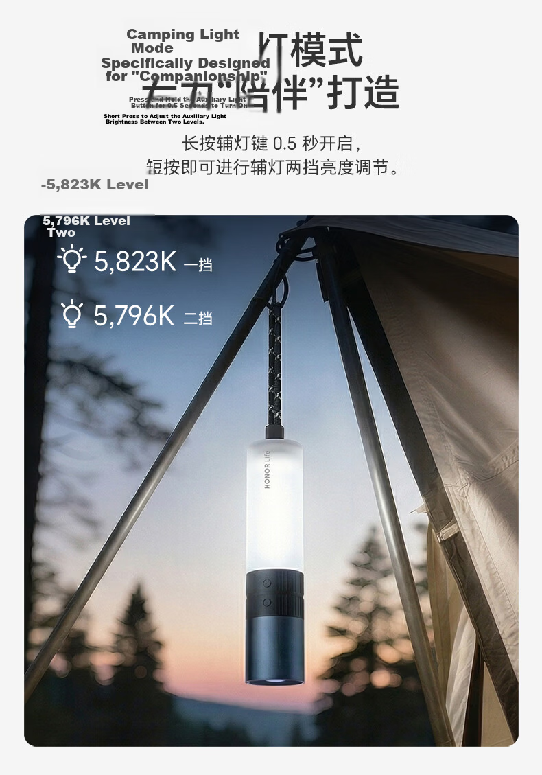 Honor Choice Portable Flashlight Camping Lantern Adjustable Focus Long Battery Life Hiking Adventure Outdoor Work Home Emergency Light 6