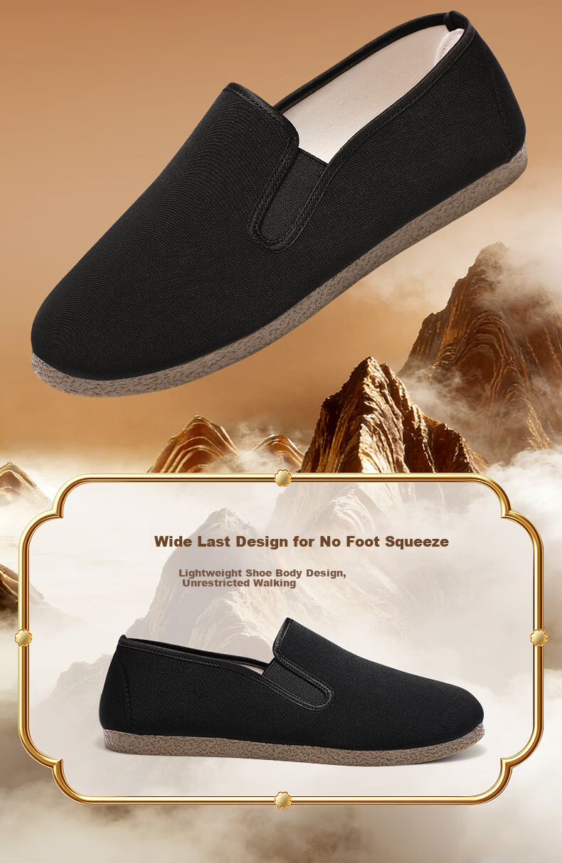 Taiheyuan Old Beijing Cloth Shoes Men Spring New Genuine Cow Tendon Non-Slip Slip-On Breathable Bamboo Fiber Odor-Resistant Cloth Shoes 15