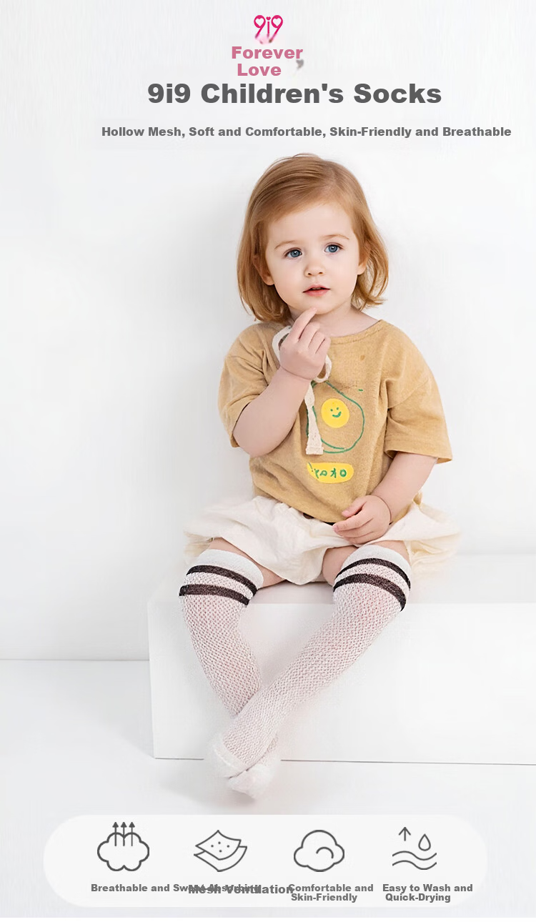 9i9 Children's Thin Long Socks Baby Knee-High Socks Boys and Girls Football Socks Student School Uniform Socks 3 Pairs F43 Stripes M 3-5 Years 1