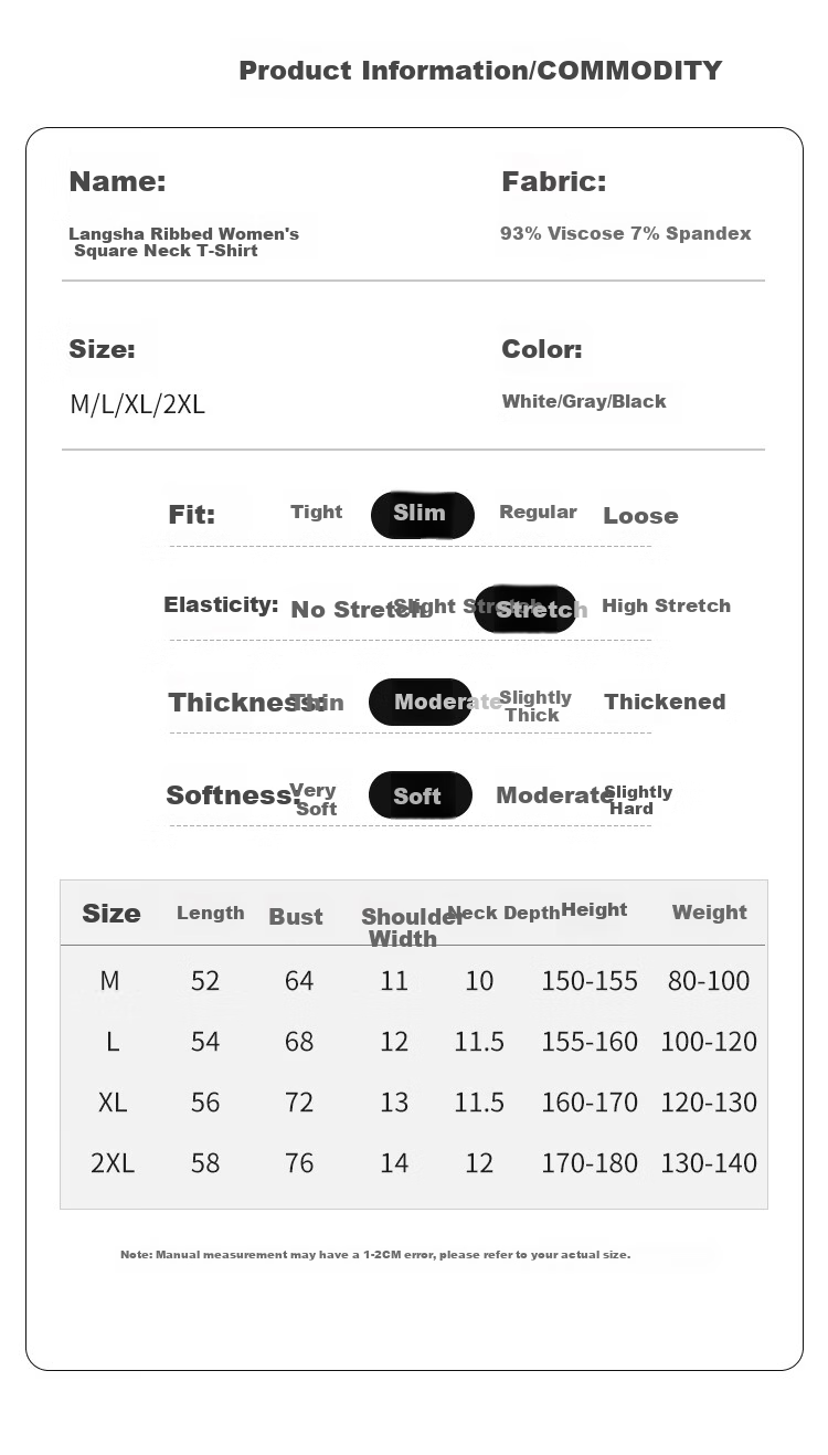 Langsha Women's Summer Vest Classic Square Neck Ribbed Slim Fit Sheer-Resistant White T-Shirt for Outerwear and Layering 9