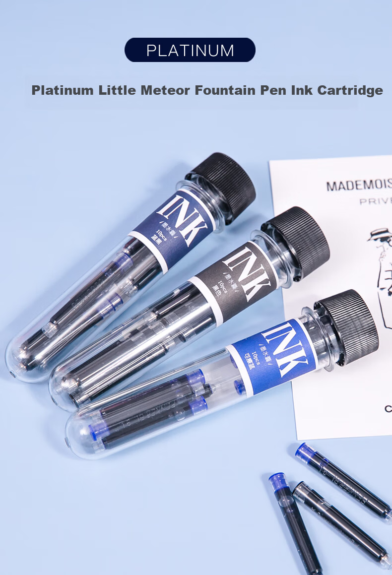 PLATINUM PQR-100 Little Meteor Fountain Pen Ink Cartridges Blue-Black 10-Pack for Students 1