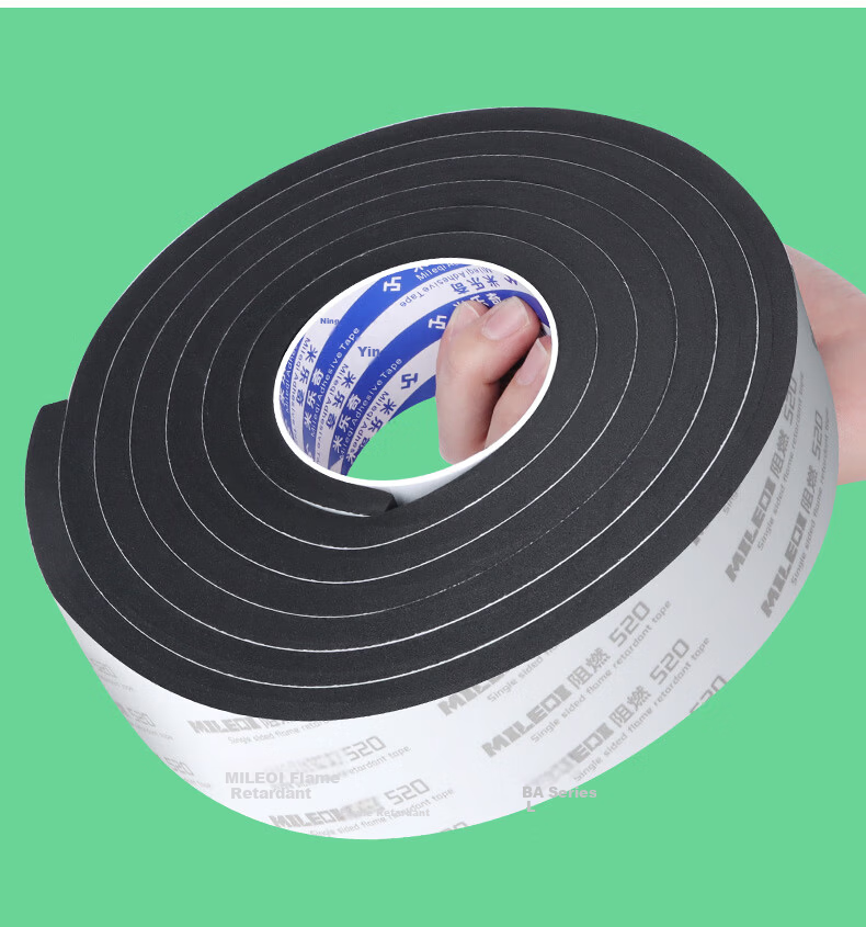 Mileqi Flame Retardant Sponge Tape Strong Adhesive Anti-Collision Strip Fire Door Gap Door Frame Shockproof Soundproof High Temperature Resistant Door Buffer Strip Black - 20mm Width * 5m Length * 1mm 10