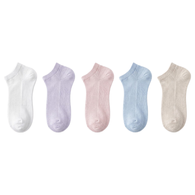 Miiow Disposable Socks Summer Thin Short Socks 2026 New Mesh Breathable 10A Antibacterial Women's 5 Pairs