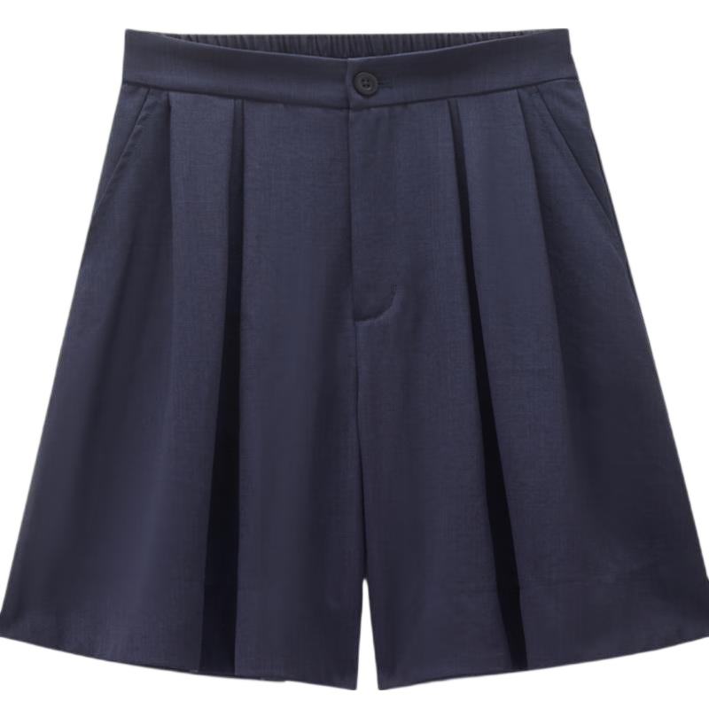 Giordano Women's Summer New Casual Commuter Loose Pleated Semi-Elastic Waist Wide-Leg Shorts 13406302