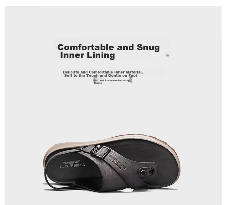Bull Family Men's Leather Sandals Summer New Dual-Wear Soft Sole Durable Outdoor Beach Casual Flip-Flops 12
