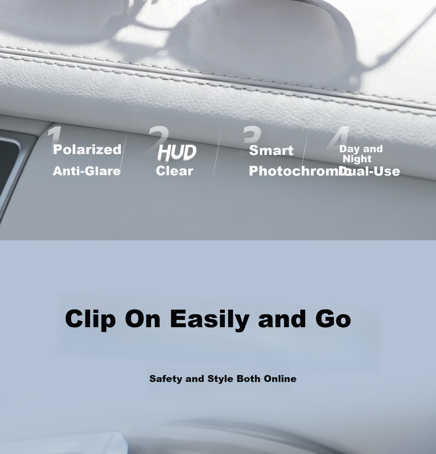 CAPONI Polarized Clip-On HUD Display Sunglasses UV Protection Driving Glasses for Men and Women 2