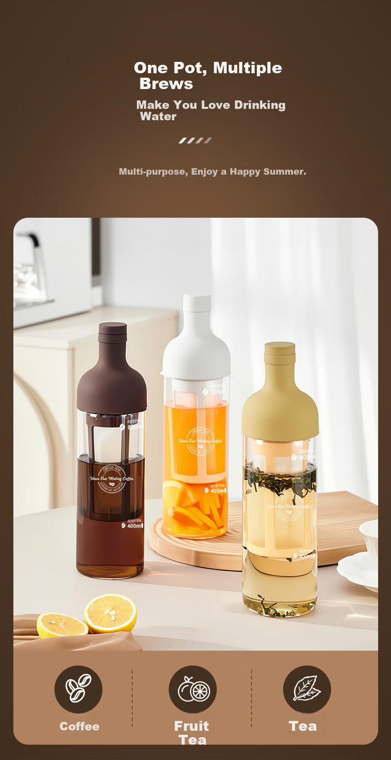 Circle Joy Cold Brew Coffee Cup Portable Home Travel Cold Brew Bottle Cold Brew Cup Water Cup American Cold Brew Pot 1000ml 10