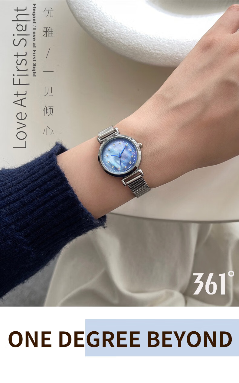 361° Vintage Ins Style Small Round Dial Rhinestone Watch Niche Romantic White-collar Minimalist Fashion Commuter Wristwatch Silver 1