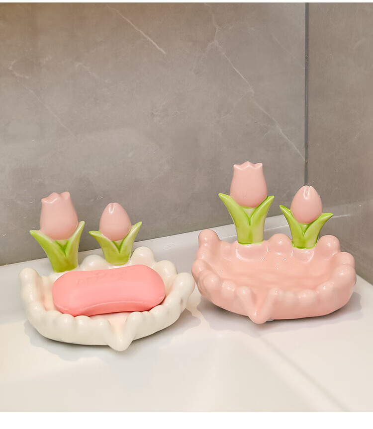 Fanyejia Ceramic Soap Dish, Golden Draining Soap Tray, Storage Rack, Household Bathroom Washbasin Soap Holder 4