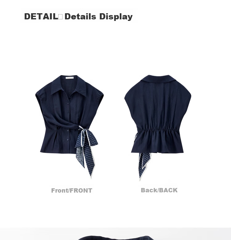 Shangdu Bila Linen Tencel Commuter Shirt Women Spring Summer Printed Tie Pleated Waist Slimming Blouse Turn-down Collar Top 25