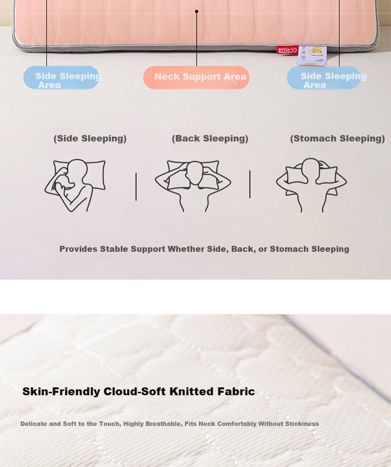 Red Bean Latex Neck Support Pillow for Cervical Spine Deep Sleep 48x74 Low Pillow Single Pack 6