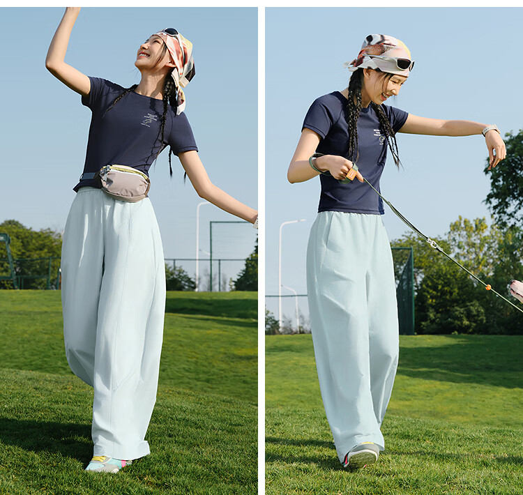 Semir Women's Casual Summer Sun-Protective Moisture-Wicking Textured Panel Loose Wide-Leg Pants 2026 Long Trousers 109326127012 23