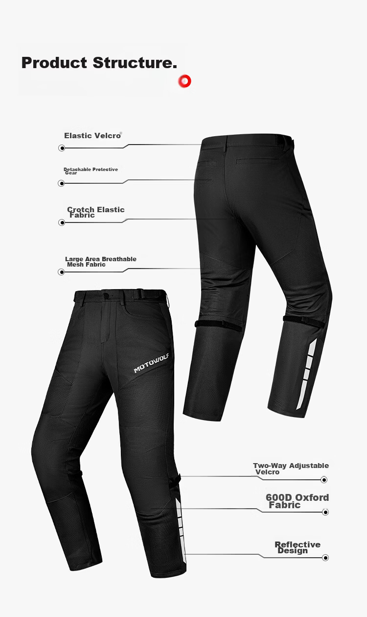 MOTOWOLF Motorcycle Riding Pants Professional Riding Gear Breathable CE Level Protective Motorcycle Casual Pants Summer Unisex 3