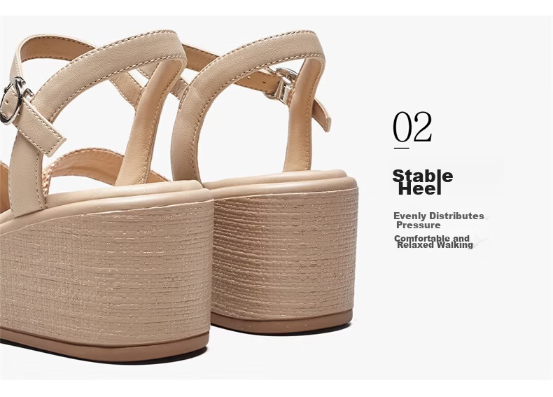 Eierkang Women's Bohemian Style Wedge Sandals Thick Sole Height Increasing Single Strap Sandals 29009W Off-White Size 37 10