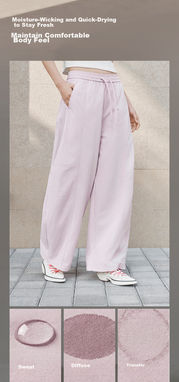 Semir Women's Casual Summer Sun-Protective Moisture-Wicking Textured Panel Loose Wide-Leg Pants 2026 Long Trousers 109326127012 3