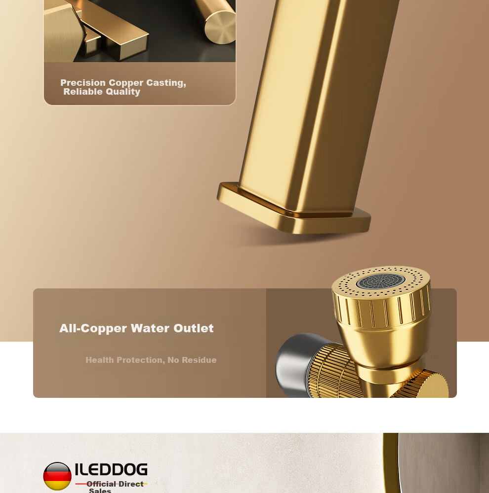 ILeddog [Germany] All-Copper Basin Faucet Bathroom Sink Universal Mechanical Arm Hot and Cold Splash-Proof ZCMLT 6