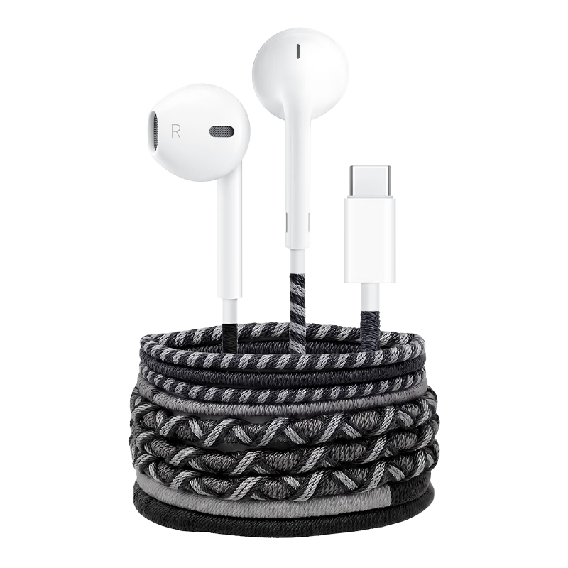 Quanmin K-Song Wired Earphones K-Song Microphone Collaboration Edition Handwoven No Delay Gaming High-Value K11 Black Gray