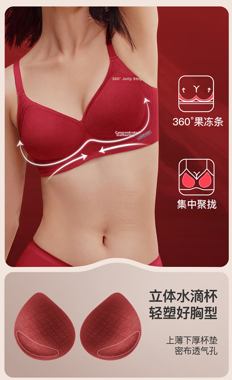 LangSha Red Underwear Set for the Year of the Horse - Women's Bra, Underwear, and Socks Gift Box for New Brides and Festive Weddings 5