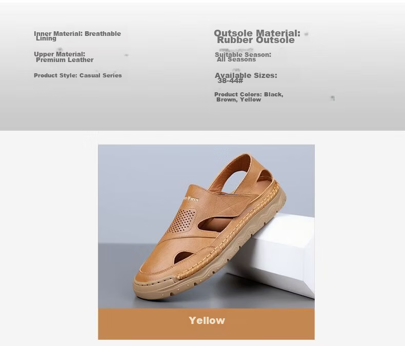 Jingzhenlianggong New Casual Sandals High-Grade Ultra-Soft Men's Breathable Sandals Wear-Resistant Non-Slip Yellow [Classic Model] Size 42 8