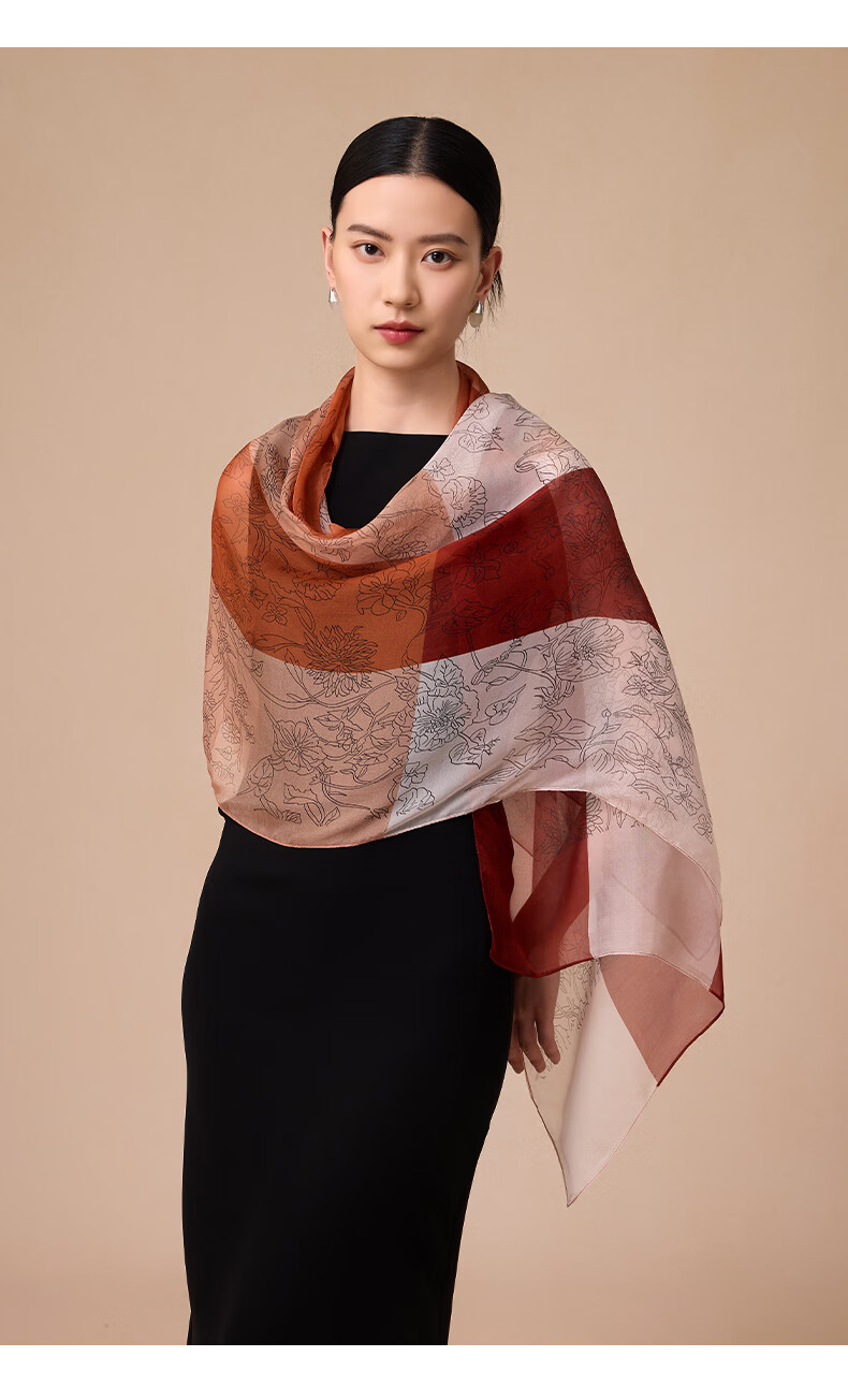 Hengyuanxiang 100% Mulberry Silk Scarf Women's Silk Summer Lightweight Office Shawl Wrap Mom Birthday Gift 32