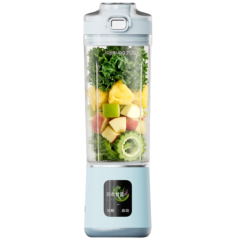 Joyoung Juicer Cup Slim Waist Small Blender Fruit and Vegetable Juice Smoothie Food Processor Home Camping Rechargeable Wireless Portable Juicer LJ670 Blue