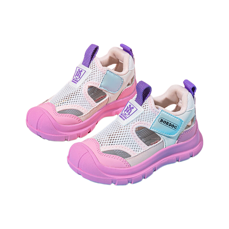 BOBDOG Girls' Summer Soft Sole Breathable Sandals Children's Sports Shoes 104552042 Beige/Fluorescent Pink Size 31
